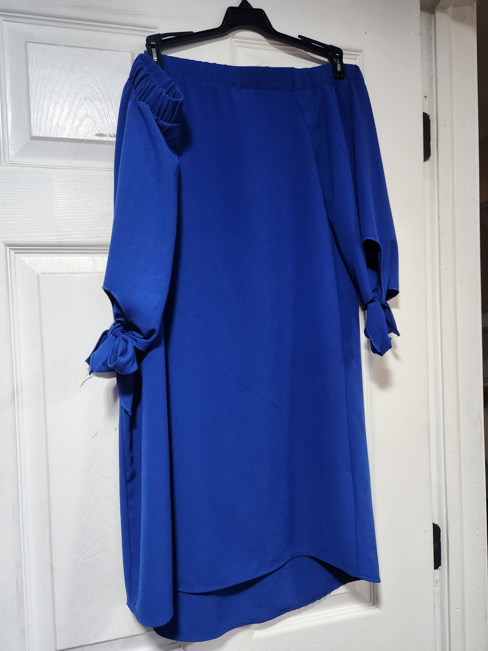 Bar III Strapless Royal Blue Tie-Sleeve Dress